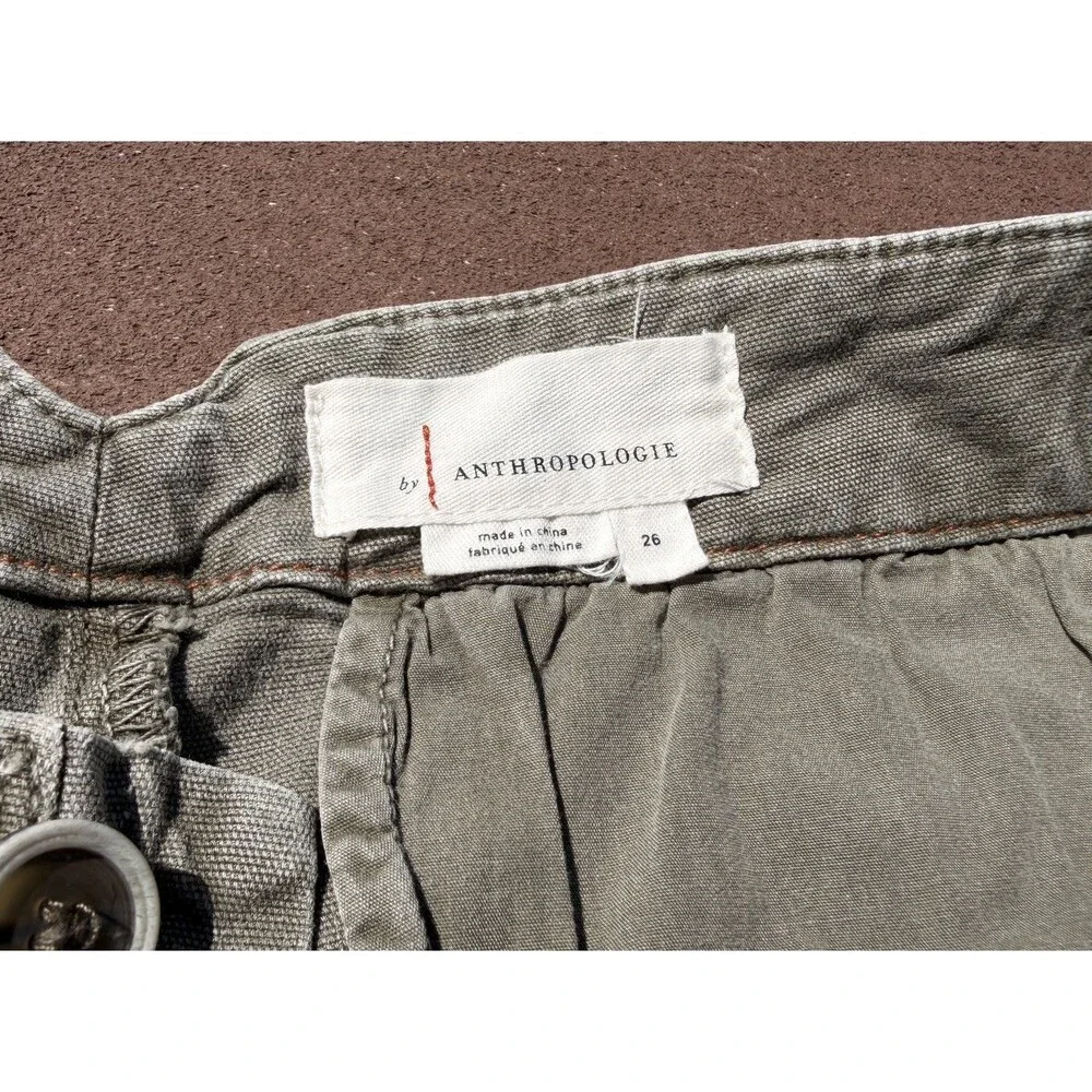 ANTHROPOLOGIE Liza Utility Shorts pleated button front stretch shorts sz 26 - Picture 2 of 10
